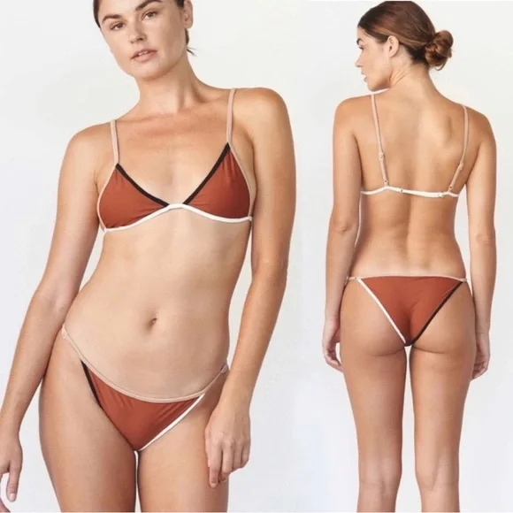 ACACIA - Free People Clove Piped Oxford Bikini Bottom - L - Picture 3 of 16